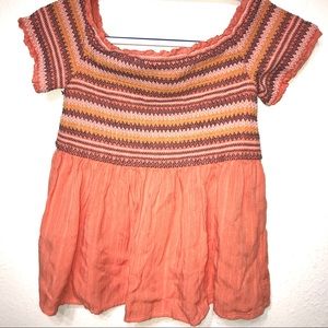 Orange Smock Top Babydoll Top